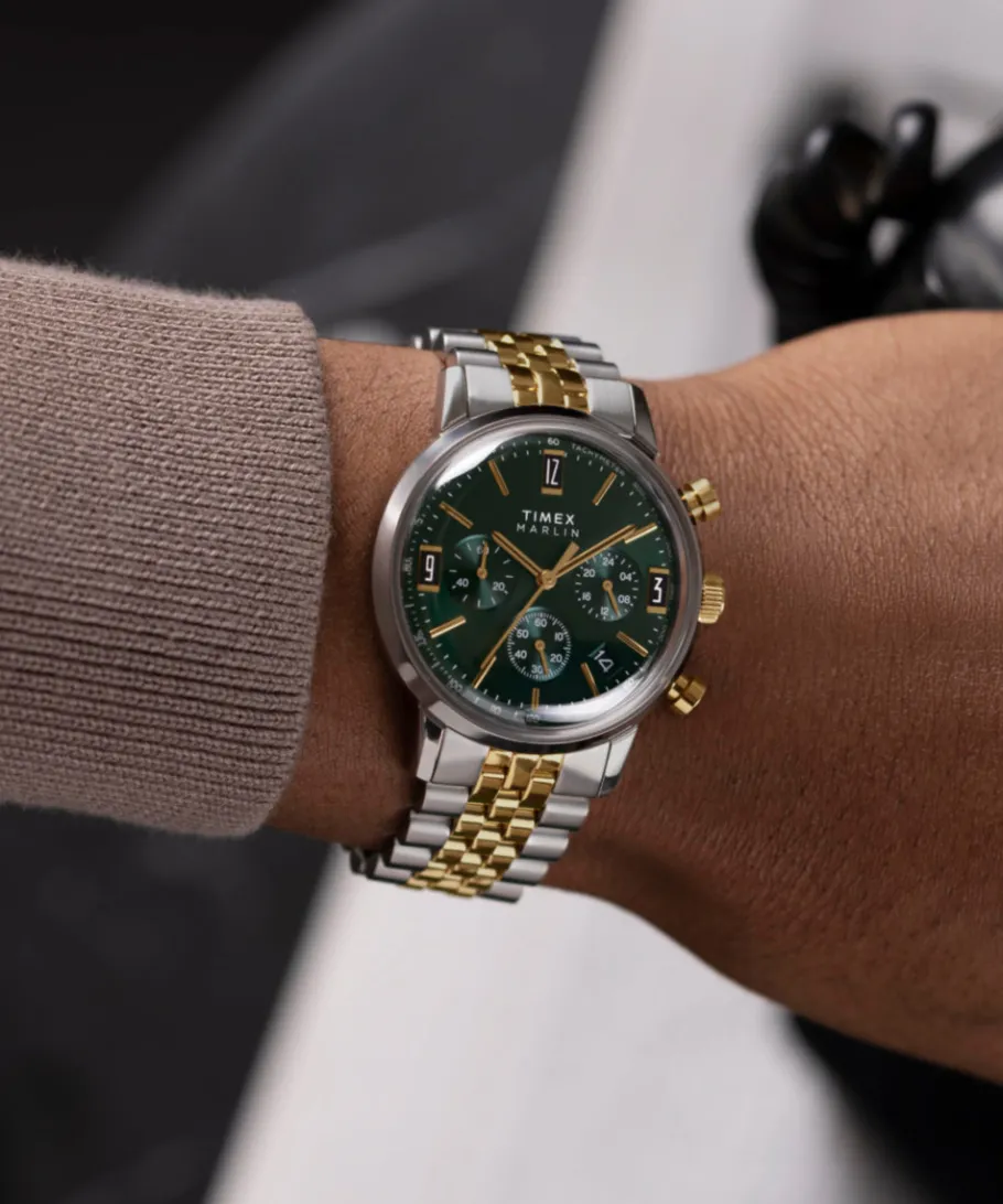 Timex Vintage|Stainless Steel*Marlin® Chronograph Tachymeter 40mm Stainless Steel Bracelet Watch