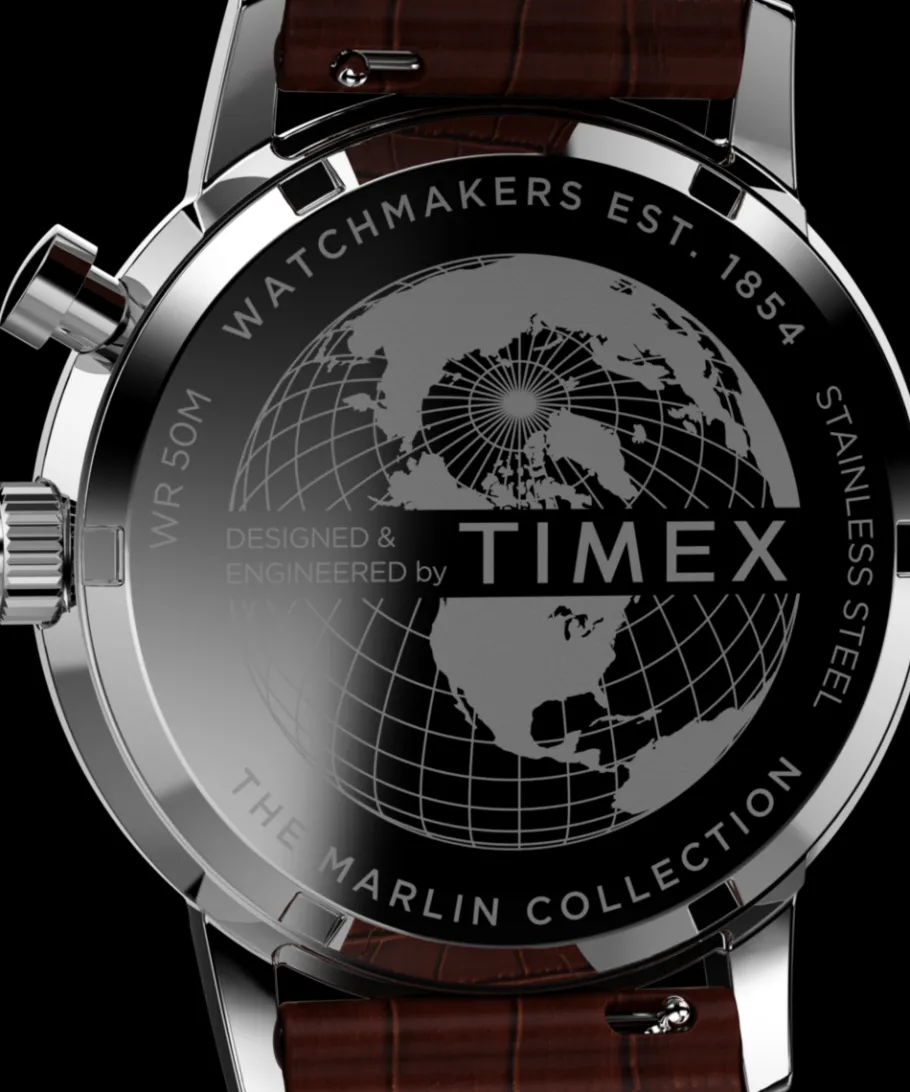 Timex Vintage|Leather*Marlin® Moon Phase 40mm Leather Strap Watch