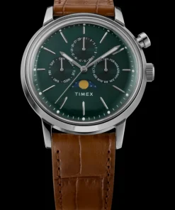 Timex Vintage|Leather*Marlin® Moon Phase 40mm Leather Strap Watch