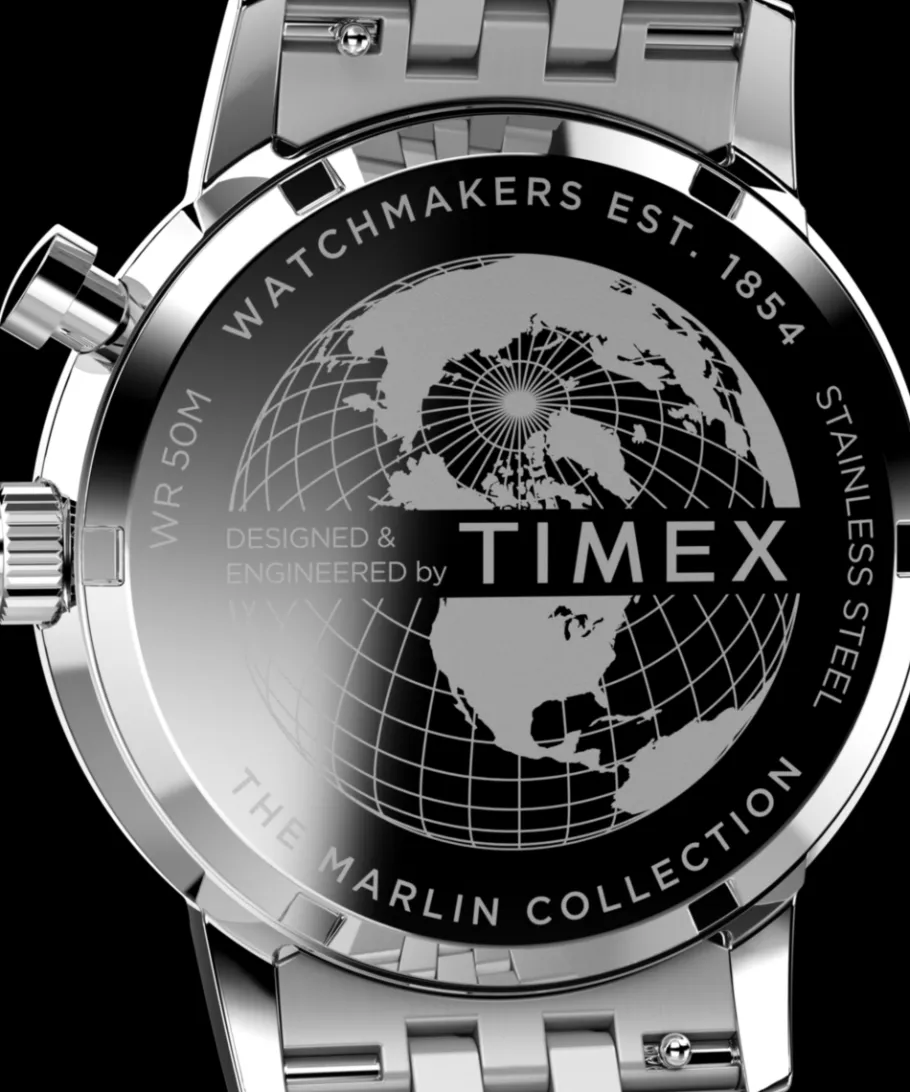 Timex Vintage|Stainless Steel*Marlin® Moon Phase 40mm Stainless Steel Bracelet Watch