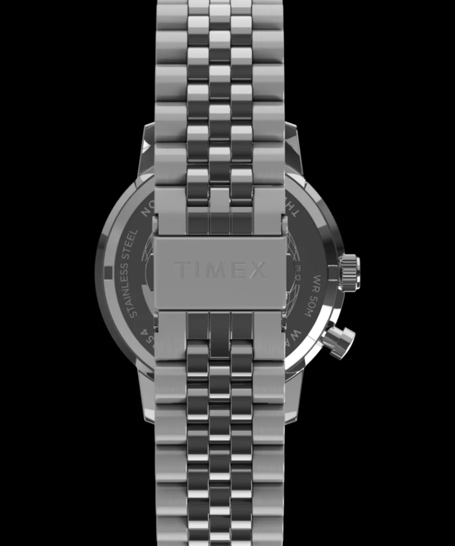 Women Timex Bracelet|Vintage*Marlin® Moon Phase Multifunction 40mm Stainless Steel Bracelet Watch