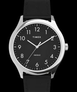 Timex Leather|Black Watches*Modern Easy Reader® 40mm Leather Strap Watch