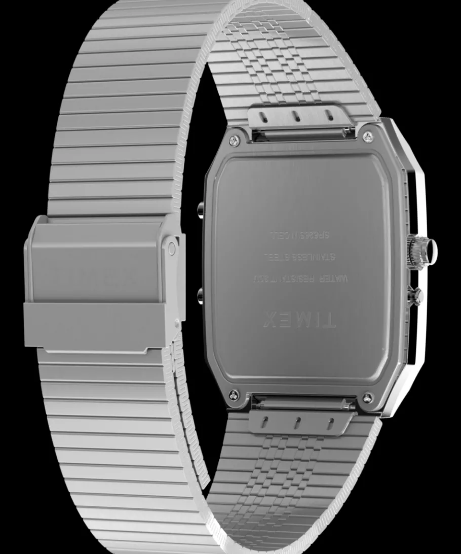 Timex Vintage|Stainless Steel*Q ® 1982 Ana-Digi Reissue 33mm Stainless Steel Bracelet Watch