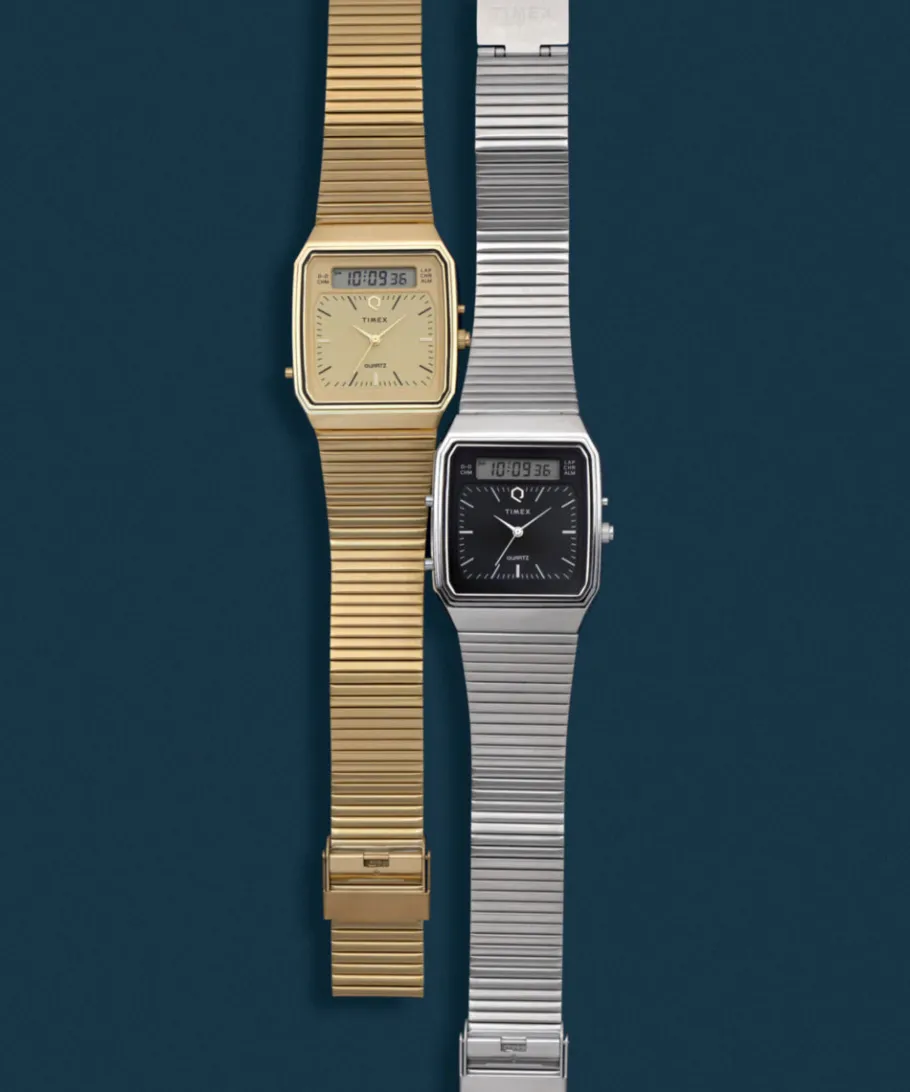 Timex Vintage|Stainless Steel*Q ® 1982 Ana-Digi Reissue 33mm Stainless Steel Bracelet Watch