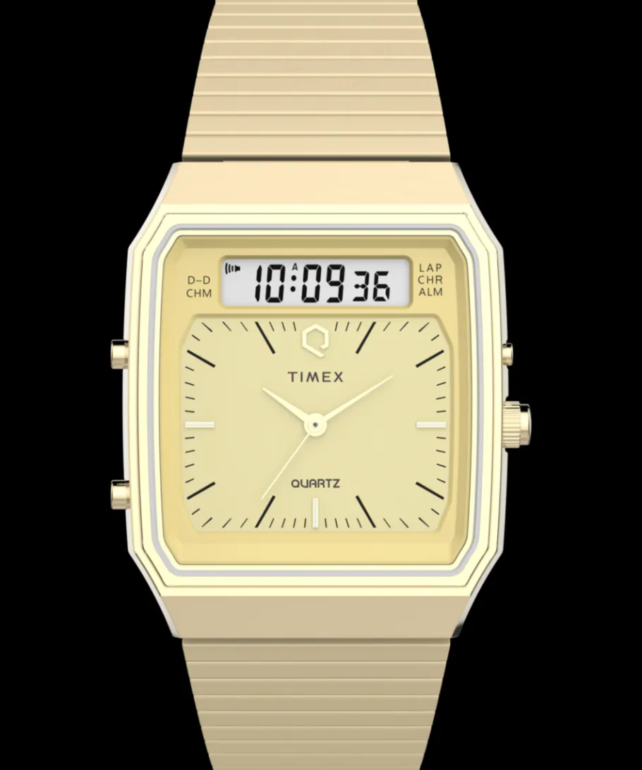 Timex Vintage|Stainless Steel*Q ® 1982 Ana-Digi Reissue 33mm Stainless Steel Bracelet Watch