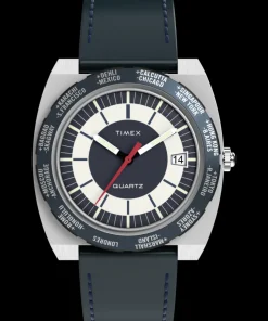Timex Leather|Father's Day Gifts*Q ® 1972 World Time 39mm Leather Strap Watch