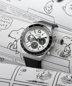 Timex Leather|Chronograph*Q Chronograph x Peanuts Snoopy 40mm Leather Strap Watch