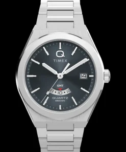 Timex Vintage|Stainless Steel*Q ® Continental GMT 39mm Stainless Steel Bracelet Watch