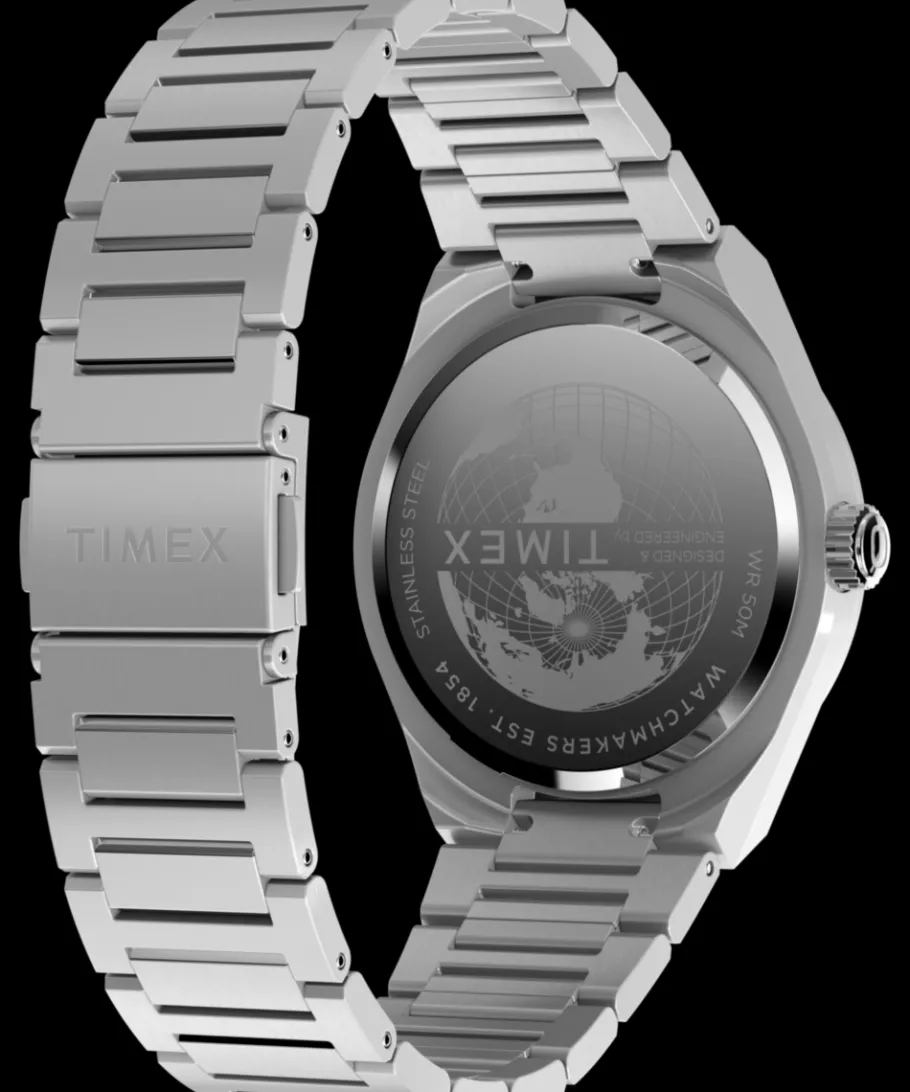 Timex Vintage|Stainless Steel*Q ® Continental GMT 39mm Stainless Steel Bracelet Watch