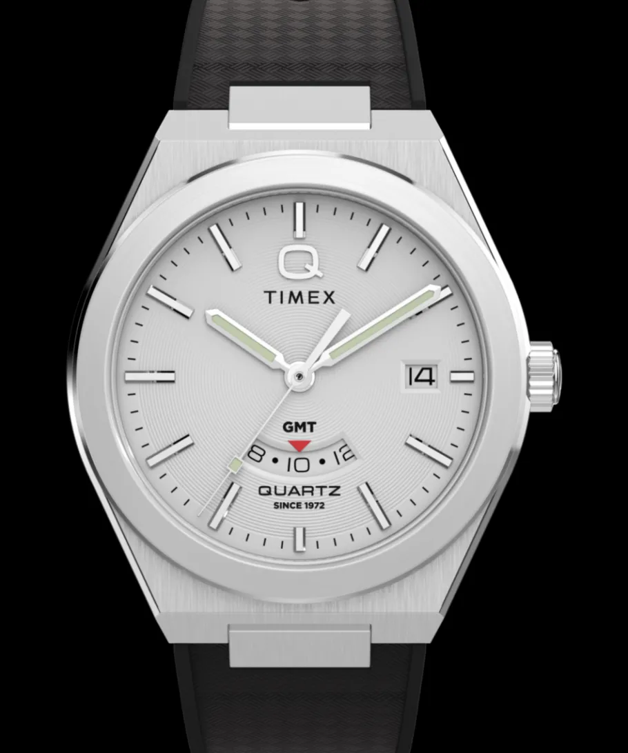 Timex Vintage|Father's Day Gifts*Q ® Continental GMT 39mm Synthetic Rubber Strap Watch