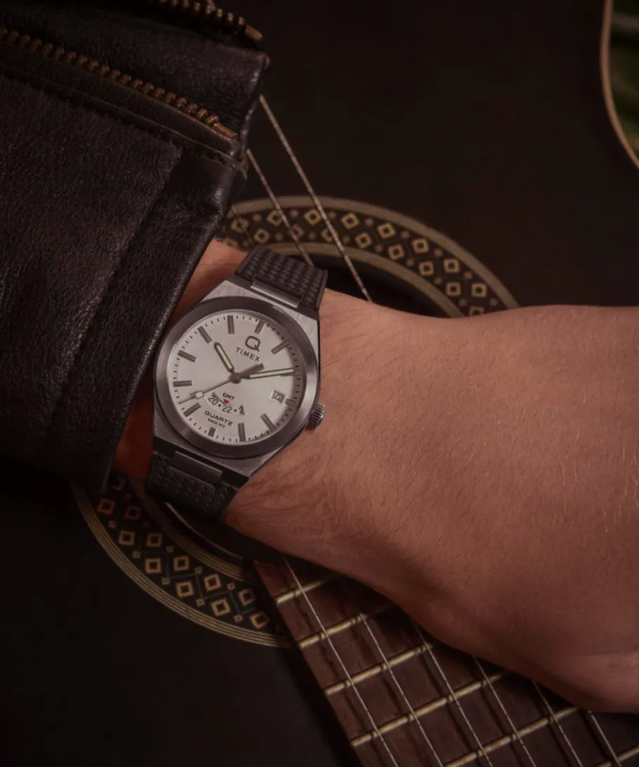 Timex Vintage|Father's Day Gifts*Q ® Continental GMT 39mm Synthetic Rubber Strap Watch