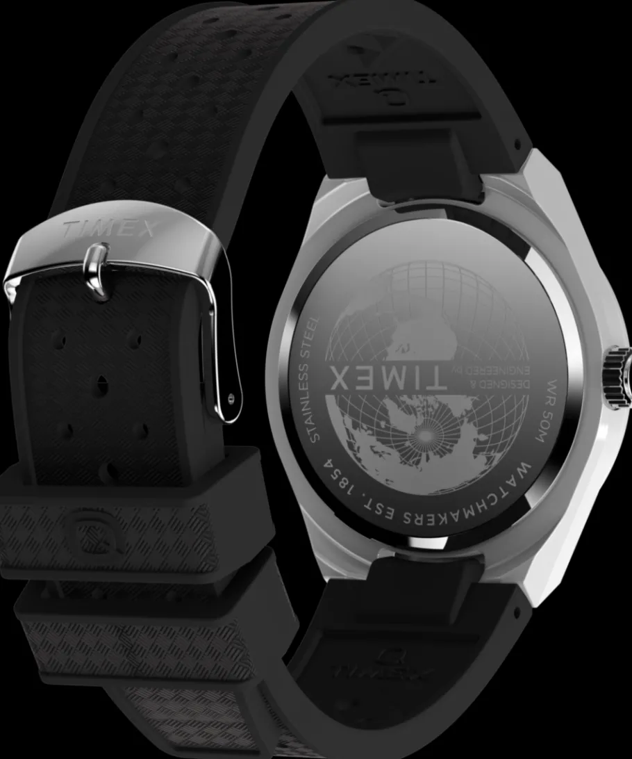 Timex Vintage|Father's Day Gifts*Q ® Continental GMT 39mm Synthetic Rubber Strap Watch