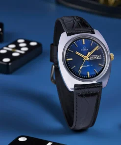 Timex Vintage|Leather*Q ® 1978 Day/Date 37.5mm Leather Strap Watch