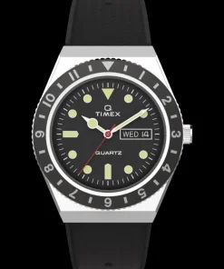Timex Vintage|Black Watches*Q 38mm Synthetic Rubber Strap Watch