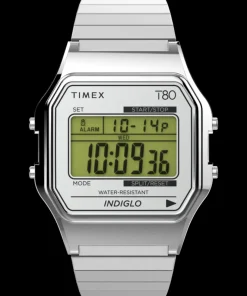 Women Timex Silver-tone|Digital*80 34mm Stainless Steel Expansion Band Watch