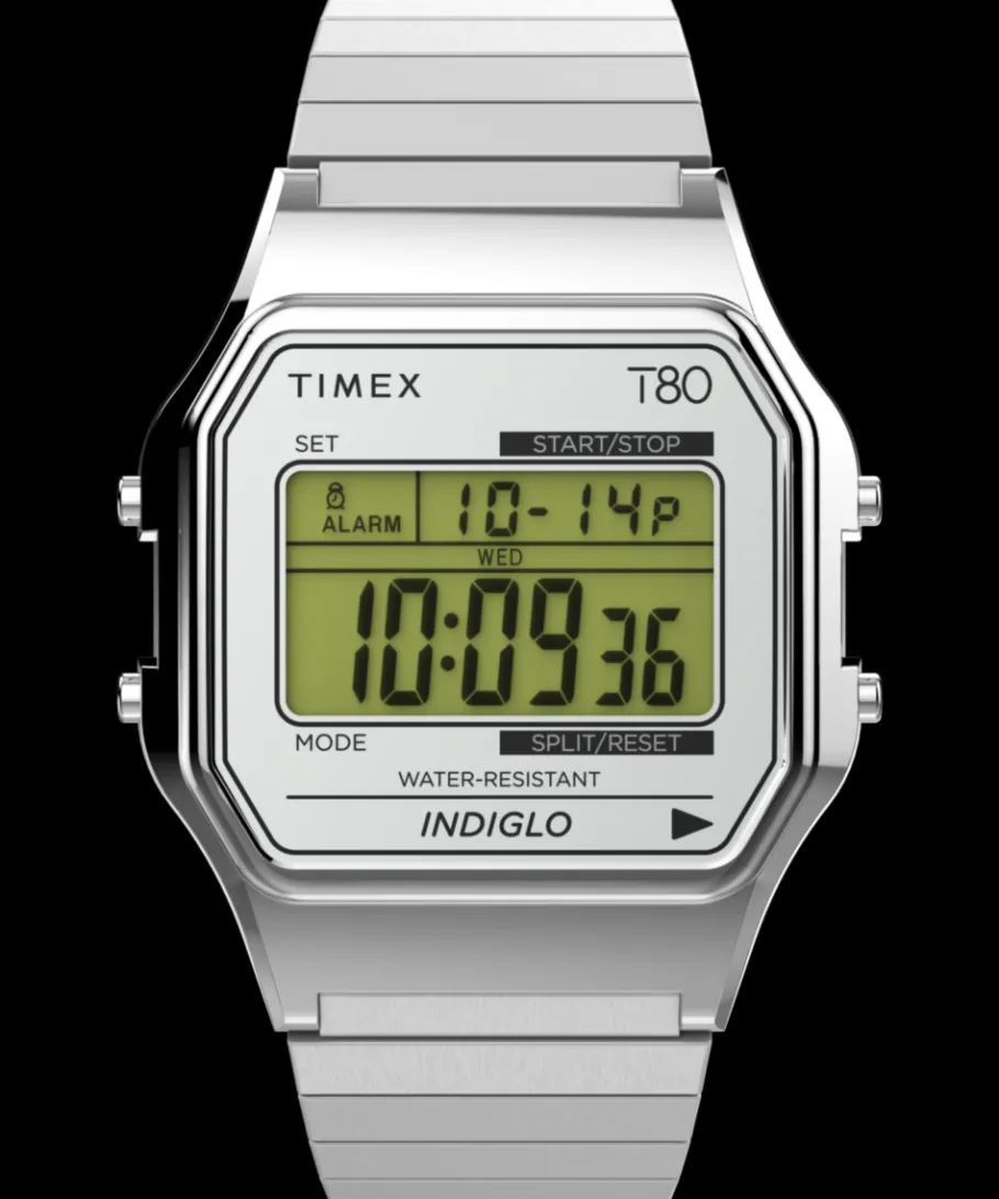 Women Timex Silver-tone|Digital*80 34mm Stainless Steel Expansion Band Watch
