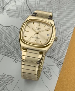 Timex Vintage|Automatic*® Automatic 1983 E Line 34mm Gold Tone Expansion Band Watch