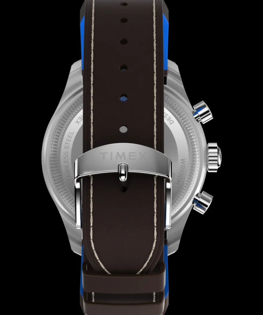 Timex Leather|Chronograph*Fly Back Chronograph x Pan Am® 43mm Leather Strap Watch