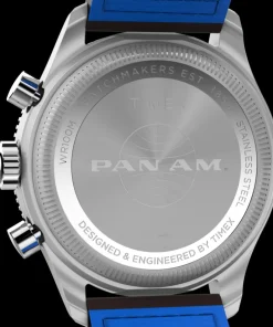 Timex Leather|Chronograph*Fly Back Chronograph x Pan Am® 43mm Leather Strap Watch