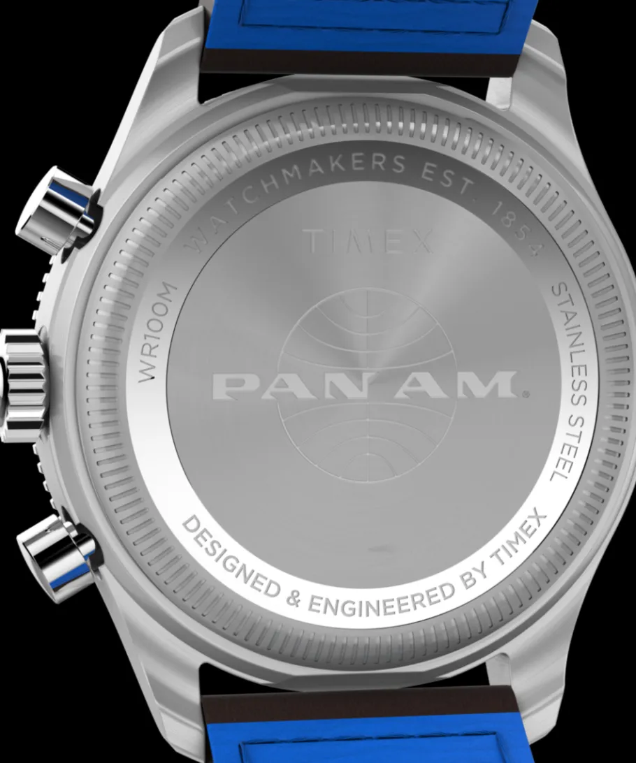 Timex Leather|Chronograph*Fly Back Chronograph x Pan Am® 43mm Leather Strap Watch