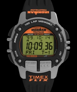 Timex Digital*® IRONMAN® Flix 100 Lap 42mm PU Strap Watch
