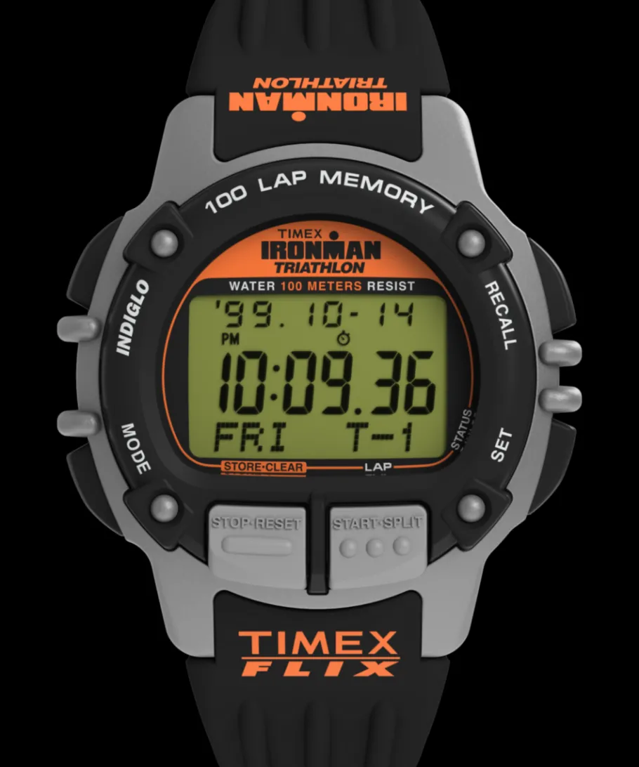 Timex Digital*® IRONMAN® Flix 100 Lap 42mm PU Strap Watch