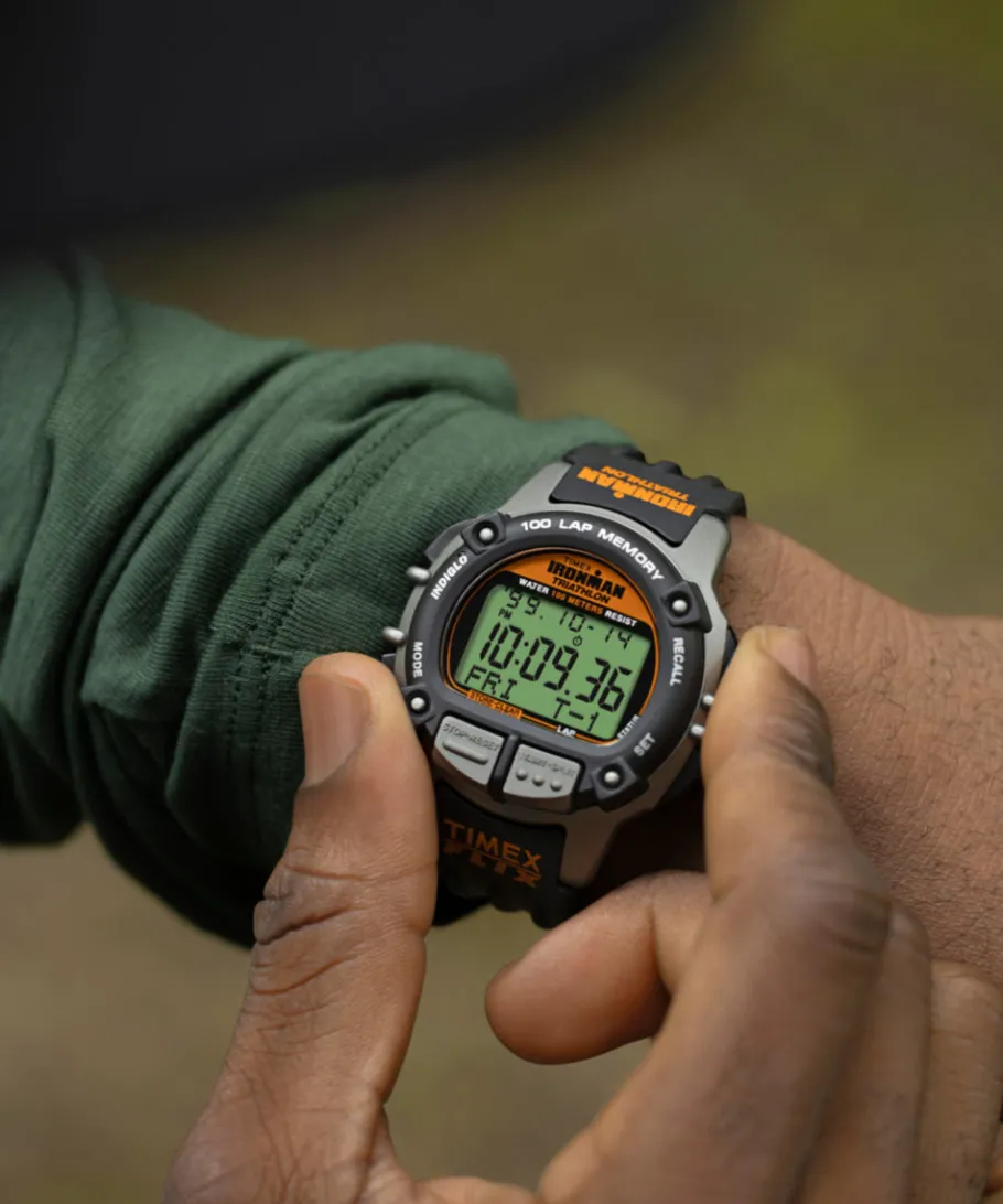 Timex Digital*® IRONMAN® Flix 100 Lap 42mm PU Strap Watch