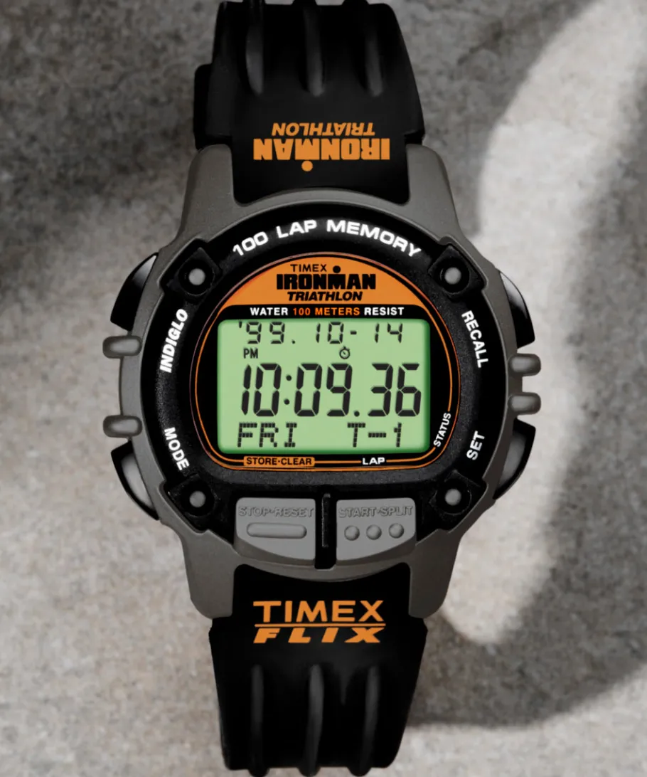 Timex Digital*® IRONMAN® Flix 100 Lap 42mm PU Strap Watch