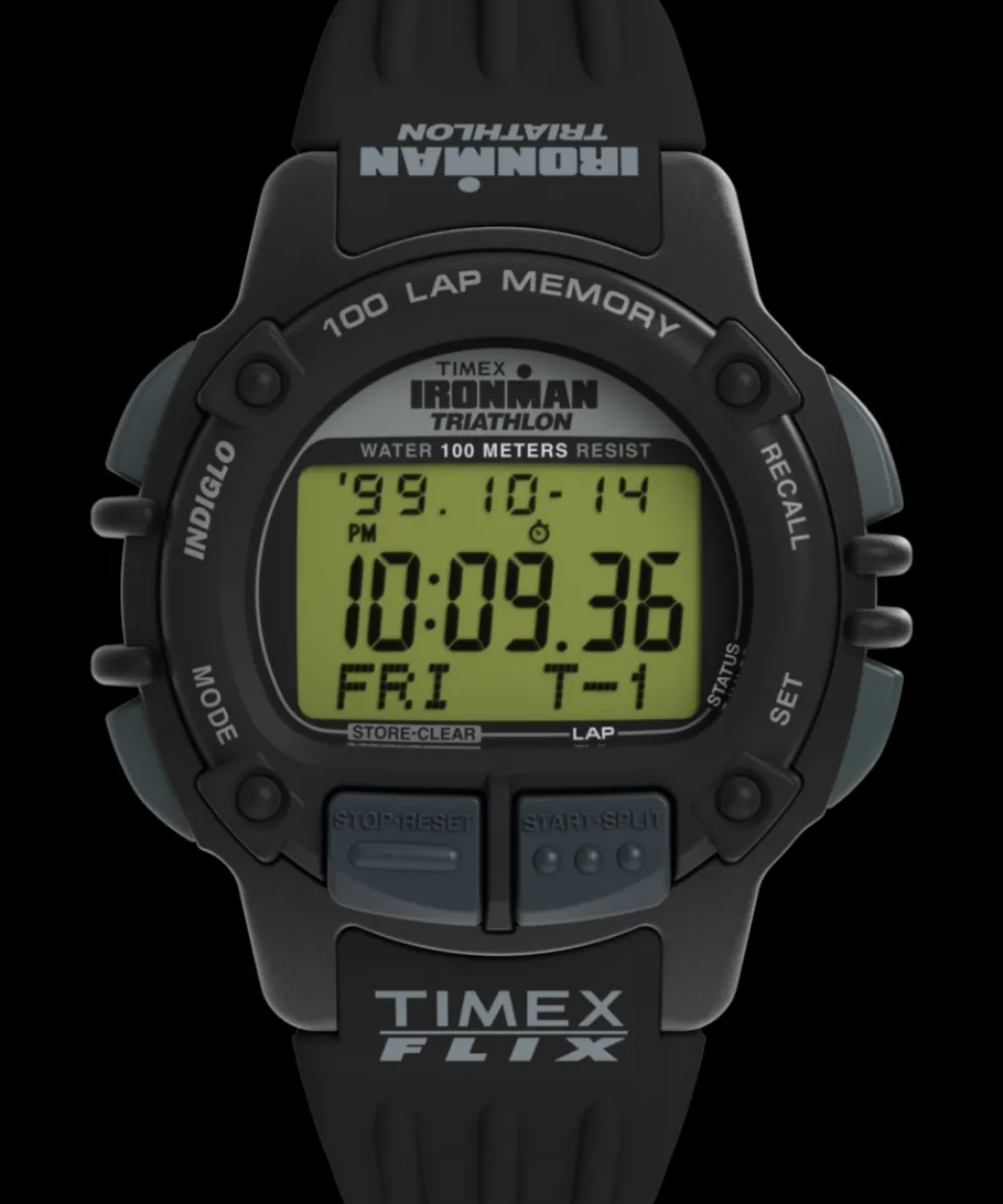 Timex Digital*® IRONMAN® Flix 100 Lap 42mm PU Strap Watch