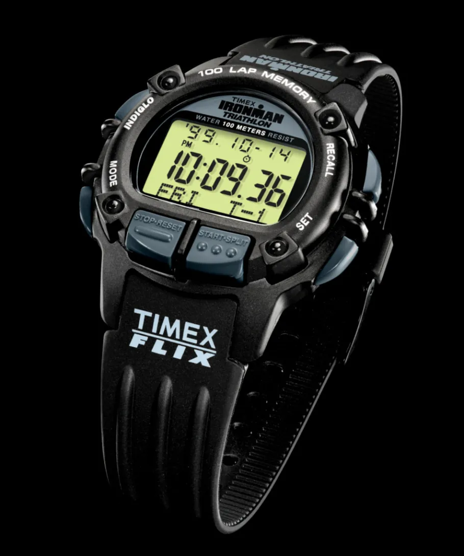 Timex Digital*® IRONMAN® Flix 100 Lap 42mm PU Strap Watch