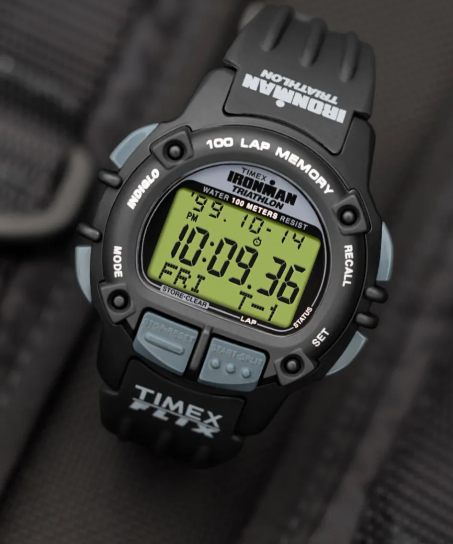 Timex Digital*® IRONMAN® Flix 100 Lap 42mm PU Strap Watch