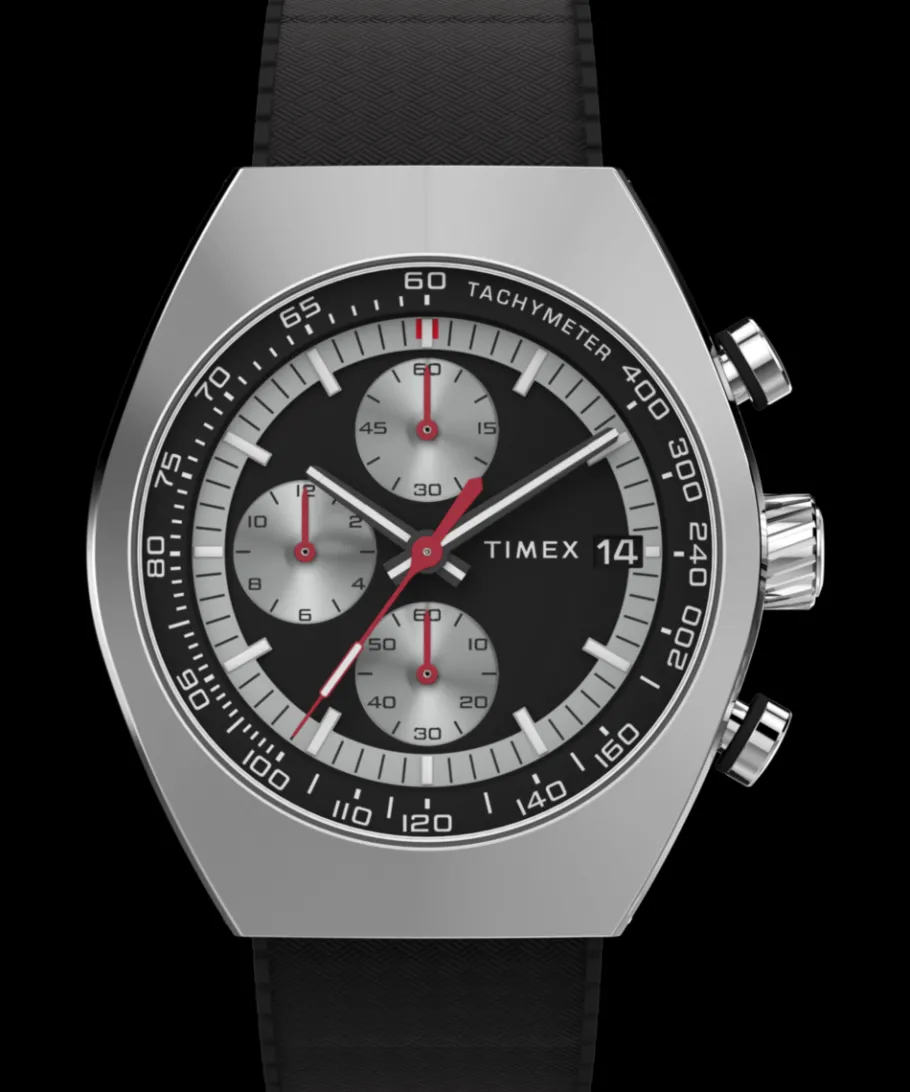 Timex Chronograph|Black Watches*Legacy Tonneau Chronograph 42mm Synthetic Rubber Strap Watch