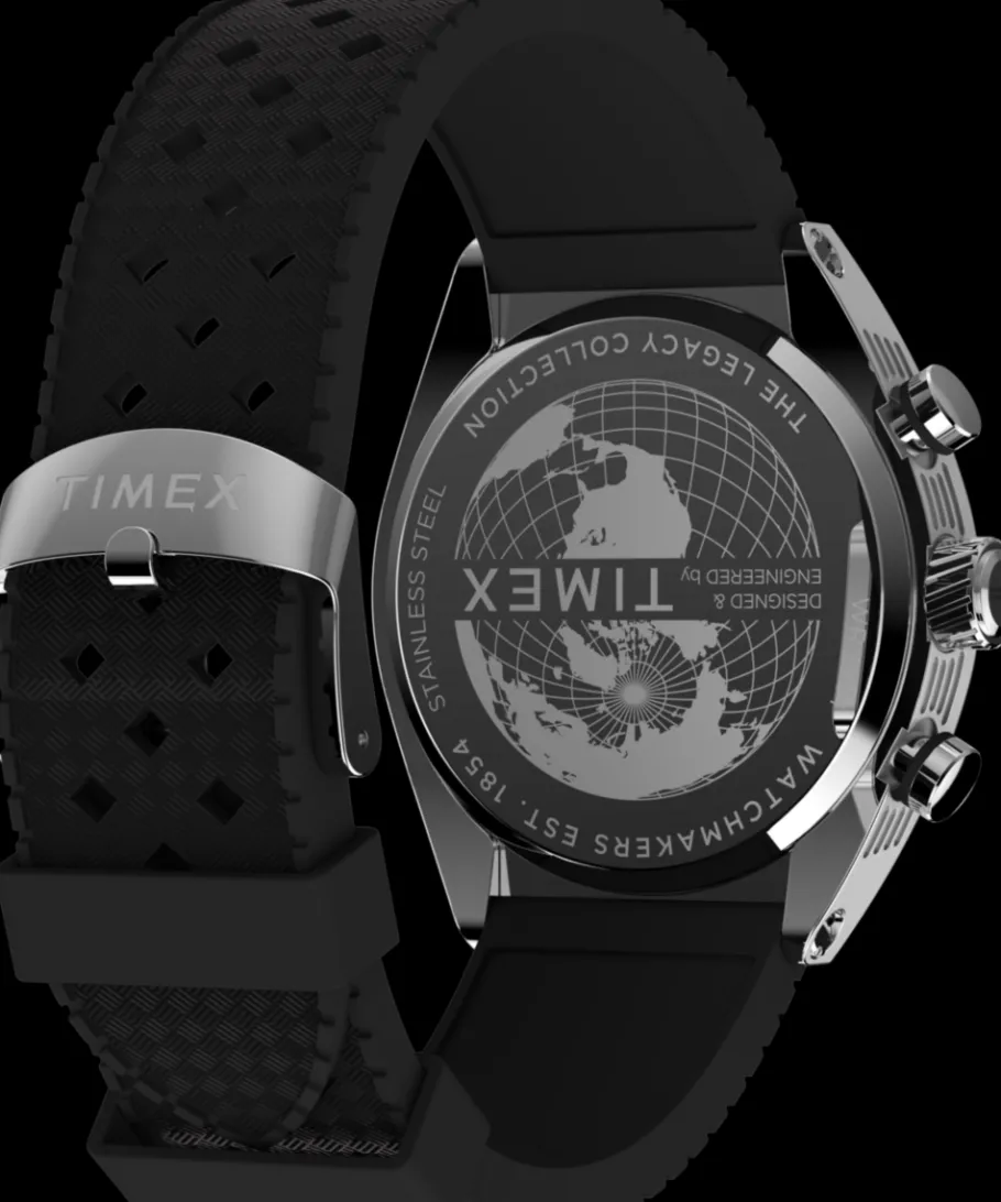 Timex Chronograph|Black Watches*Legacy Tonneau Chronograph 42mm Synthetic Rubber Strap Watch