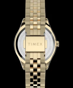 Women Timex Gold-tone|Bracelet*Legacy x Peanuts Roller Skating 34mm Stainless Steel Bracelet Wa