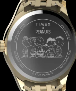 Women Timex Gold-tone|Bracelet*Legacy x Peanuts Roller Skating 34mm Stainless Steel Bracelet Wa
