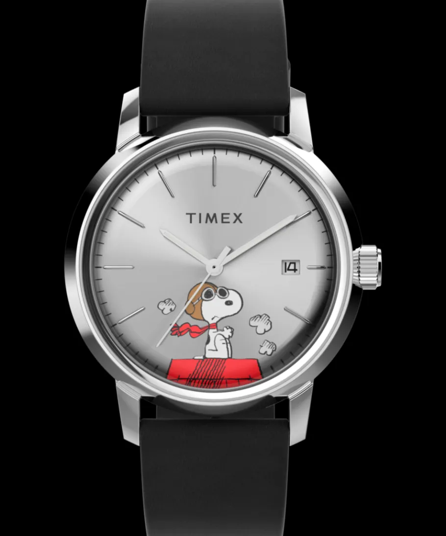 Timex Leather|Automatic*Marlin® Automatic x Peanuts Snoopy Flying Ace 40mm Leather Strap