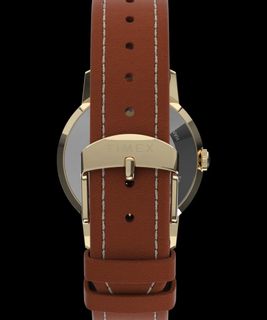 Timex Vintage|Leather*Marlin® Hand-Wound x Snoopy Tennis 34mm Leather Strap Watch