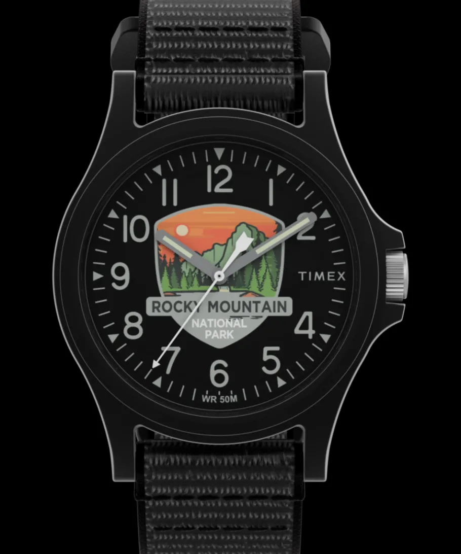 Timex Black Watches*Rocky Mountain National Park 40mm Fabric Strap Watch