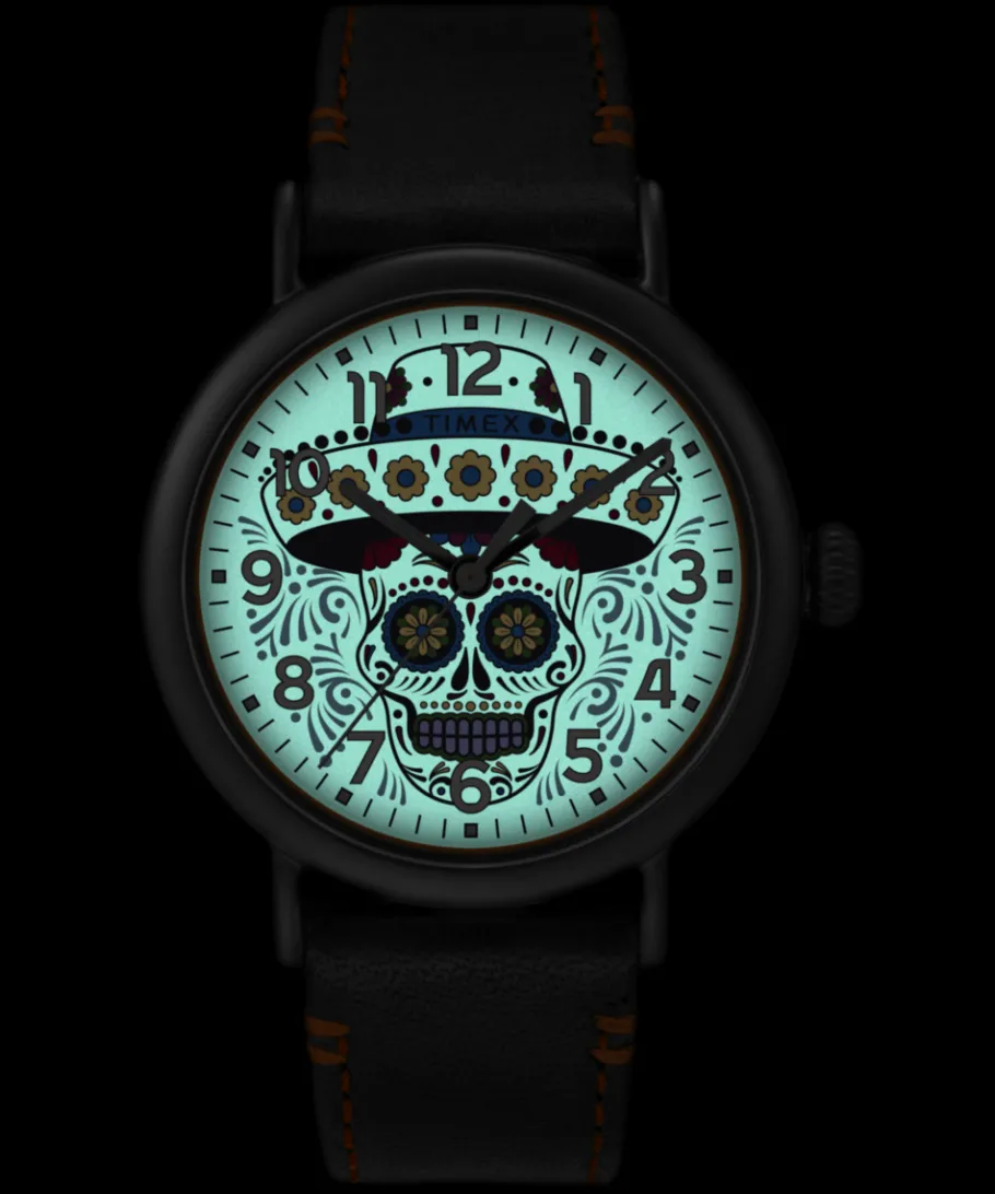 Timex Leather*Standard Dia de los Muertos 40mm Leather Strap Watch