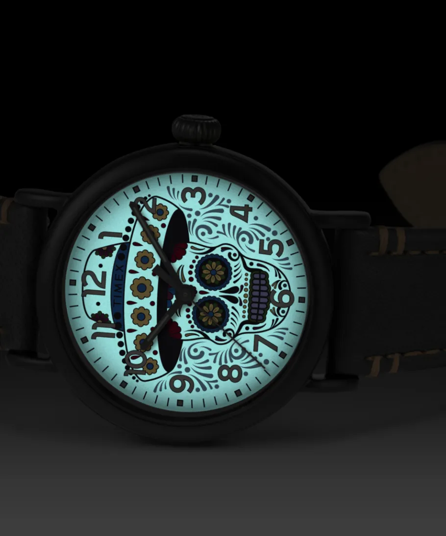 Timex Leather*Standard Dia de los Muertos 40mm Leather Strap Watch