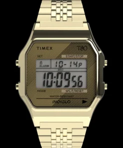 Women Timex Gold-tone|Digital*T80 34mm Stainless Steel Bracelet Watch
