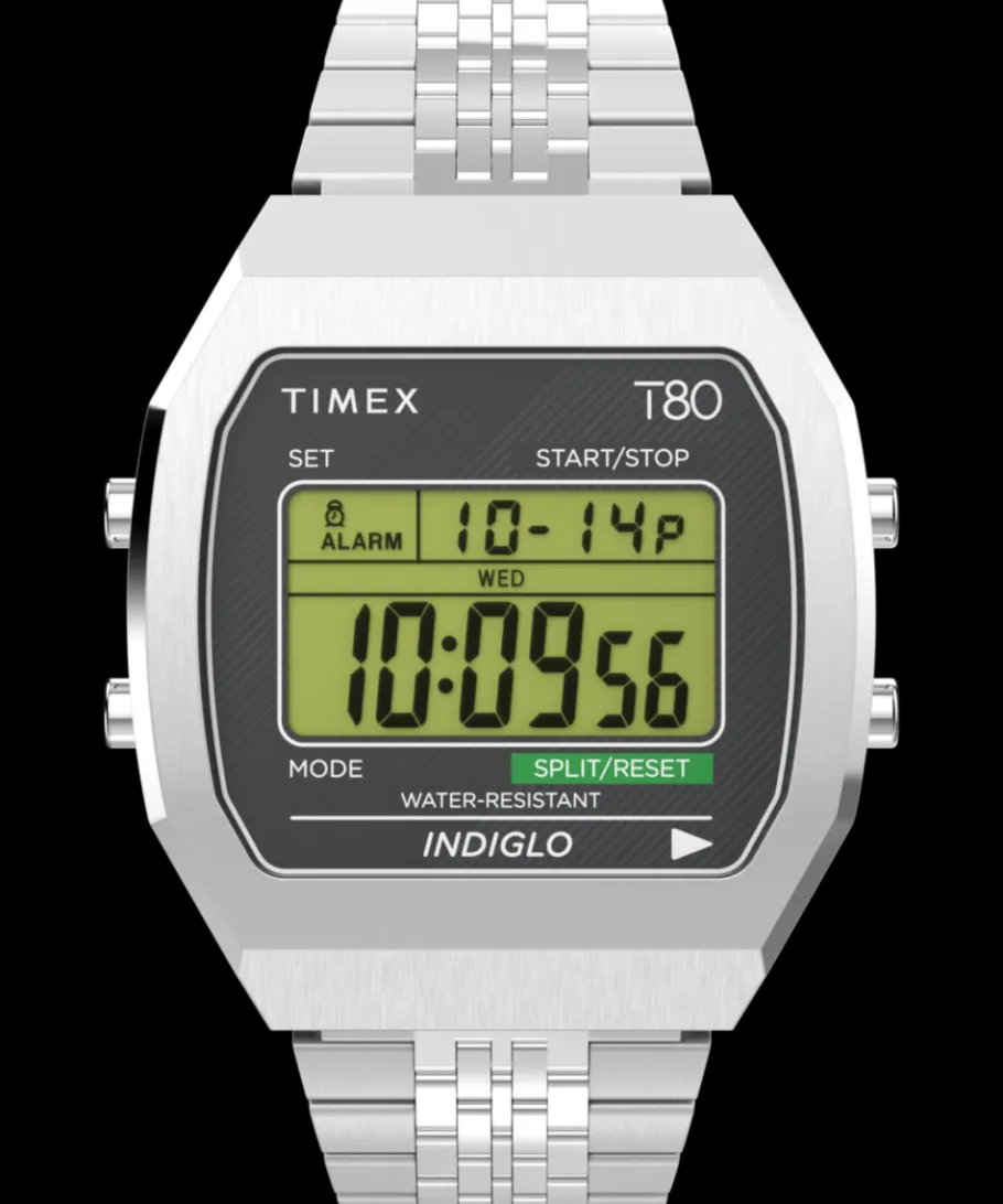 Women Timex Silver-tone|Digital*T80 Steel 36mm Stainless Steel Bracelet Watch