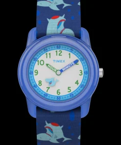 Kids Timex Kids Watches*TIME MACHINES® 29mm Blue Shark Elastic Fabric Kids Watch