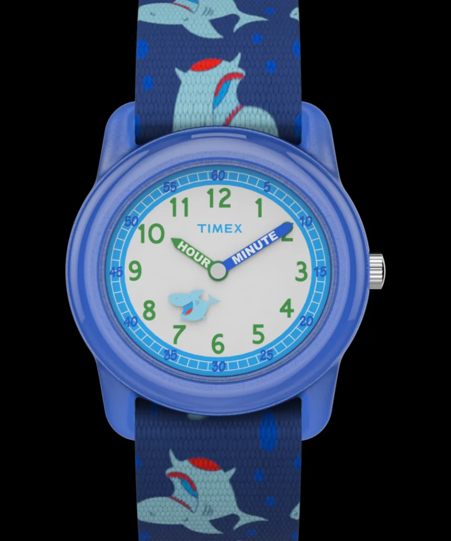 Kids Timex Kids Watches*TIME MACHINES® 29mm Blue Shark Elastic Fabric Kids Watch