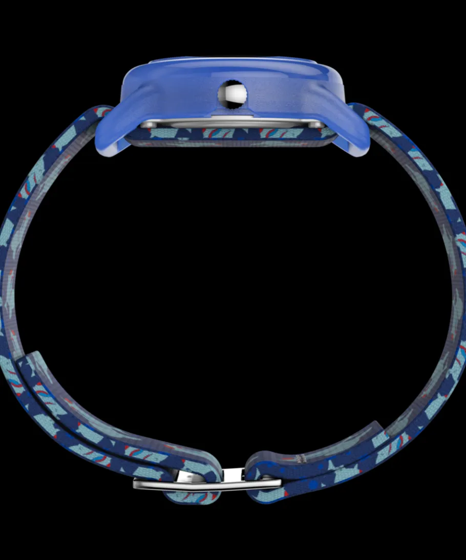Kids Timex Kids Watches*TIME MACHINES® 29mm Blue Shark Elastic Fabric Kids Watch
