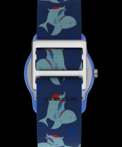 Kids Timex Kids Watches*TIME MACHINES® 29mm Blue Shark Elastic Fabric Kids Watch