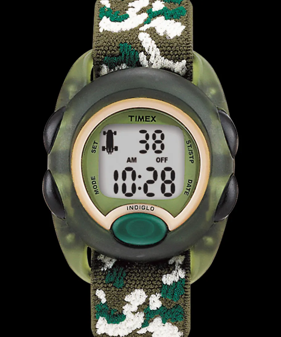Kids Timex Kids Watches*TIME MACHINES® 34mm Green Camo Elastic Fabric Kids Digital Watch