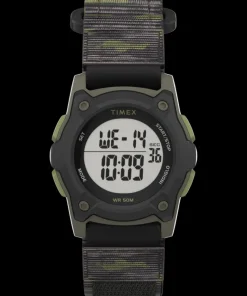 Kids Timex Kids Watches*TIME MACHINES® 35mm Green/Brown Camo Fast Wrap® Kids Digital Wat
