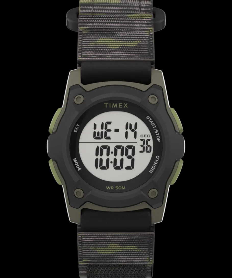 Kids Timex Kids Watches*TIME MACHINES® 35mm Green/Brown Camo Fast Wrap® Kids Digital Wat