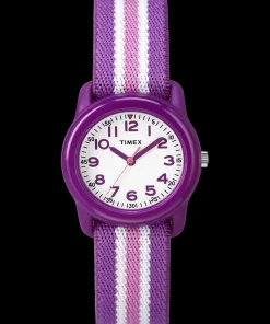 Kids Timex Kids Watches*TIME MACHINES® 29mm Purple Stripe Elastic Fabric Kids Watch
